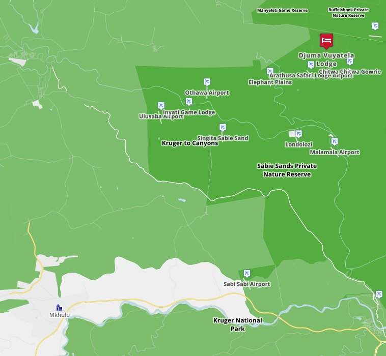 Map for Djuma Vuyatela - Sabi Sands Game Reserve - South African Safari ...